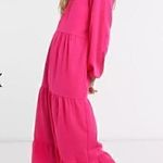 ASOS NWT Lola May trapeze tiered maxi dress with tie neck in hot pink Photo 0