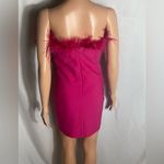 Velvi Sochi Mini Hot Pink Feather Trim Strapless Bodycon Dress Size M Size M Photo 2