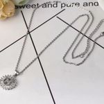 Silver Initial Crystal Pendant Necklace A Photo 5