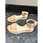 Vince Camuto  Kamperla Espadrille Wedge Toe Sandal Beige Size 8.5 M Strap Buckle Photo 2