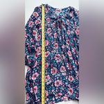 Billabong  women long sleeve floral blue crinkle dress deep V neck with strings S Photo 3