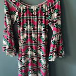 2B Together Made in LA Womens A line Bell Sleeve Pink Green White Design 3/4 S Photo 1