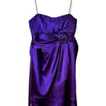 CITY STUDIO Party Dress Purple Satin Pleated Bodice Rosette Photo 0