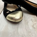 Vero Cuoio Women’s Sz 9 1/2 Black Suede Ballet Flats With Gold Leather Toe Tips Photo 6