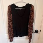 Generation Love Women's Size XS Black Leopard Print V-Neck Ruffle Blouse NWOT Photo 1