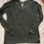 Dots Olive Green Crochet Sweater  Photo 0