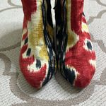 Miss Albright Anthropologie Fabric 3” heel Booties, size 7.5 Red Photo 1