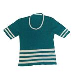 vintage (probably 70s or 80s) green and white striped top Size M Photo 1