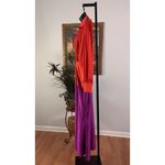 Novalux Maxi Dress Women Burnt Orange Purple Tie Dye Twist Front Plunge V Neck Size M Photo 3