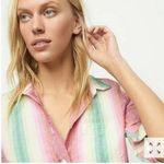 J.Crew  Linen Classic Fit Rainbow Striped Long Sleeve Shirt Photo 2