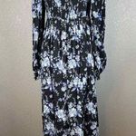 Free People Long Sleeve Jaymes Square Neck Midi Dress Size M Medium Blue Floral Photo 5
