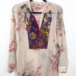 Soft Surroundings  romantic floral velvet‎ blouse Photo 0