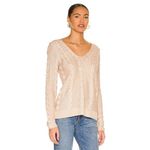 L'Agence Pia Soft Camel V-Neck Cable Knit Long Sleeve Sweater Size M Photo 1