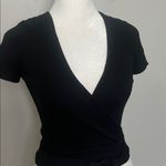 Aritzia Wilfred Cropped VNeck Ribbed Tie Waist Sweater Black Size Small Photo 1