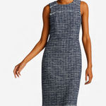 J.Crew  Blue Tweed Fringe Sleeveless Sheath Dress NWT Size 6 Photo 0