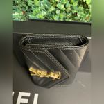 Saint Laurent  - YSL Monogram Small Flap Wallet - Grained Leather - Black W/ Gold Photo 9