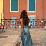 ZARA  maxi dress boho pleated  Teal Evening Gown wedding party cocktail Photo 6