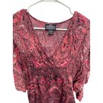 Angie ‎ Pink Paisley Rayon Smocked Waist Kaftan Tunic Top Boho Bohemian Small Photo 1