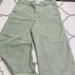 Loft  Sage Green Wide Leg Crop Frayed hems denim, size 12 Photo 12