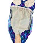 Maxine of Hollywood 80s Print Ruched One Piece USA Vintage Swimsuit Size 16 Photo 3