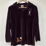 Disney Vintage Store Winnie The Pooh Fall Autumn Plum Velvet Sweater Size S Photo 1