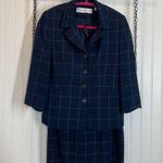 Calerie Stevens Petites Office Set 3/4 Sleeve Blazer Size 4P & Skirt Size 6P Blue Photo 0