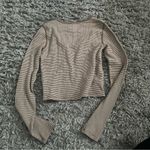 American Eagle  brown and cream striped cropped long sleeve Photo 2