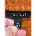 Talbots  Orange Cable Knit V Neck Cardigan Sweater Size XL  Long Line Wool Blend Photo 4