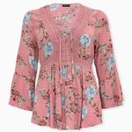 Torrid  Women's Floral Print Lace-Up Peasant Blouse Plus Size Top Photo 1