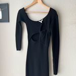 Ronny Kobo‎ Dress Black One Shoulder Cut Out Crochet Knit Midi Dress Size S Black Photo 2