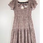 Revolve Majorelle Dress Beige Jade Maxi Cheetah Fit Flare Tiered Smocked Small Tan Photo 4