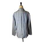 Parker  Blazer Women Small Blue‎ Striped Linen Single Breasted Preppy Career Corp Photo 2