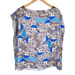 Cabeli Greek Architecture Silky Split Sleeve Blouse Vacation Top Made in Greece Gray Size undefined Photo 6