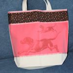 Big Canvas Tote Running Dog Beach Bag Coral and Brown on Tan NEW Photo 5