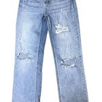 Sneak Peek Straight Leg Jeans Distressed High Rise Raw Hem Light Wash 3/26 Blue Size undefined Photo 0