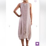 Gigi Moda 100% Linen Pale Pink Luna Sleeveless Midi Smock Dress L Size L Photo 2