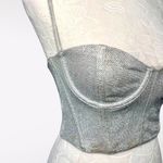 White Fox Boutique White Fox Silver Metallic Corset Top Glitter Bustier XS Photo 2