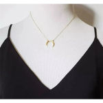 Boutique NEW Women's Gold-Plated Crescent Moon‎ Horn Necklace Size 16 + 2” Photo 4