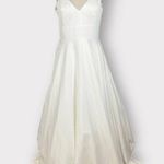 Mac Duggal IEENA for  Tailored V-Neck Ballgown Women's 8 White A-Line Photo 2