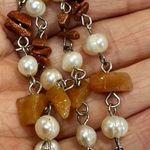 Carnelian pearl and goldstone beaded pendant necklace Orange Photo 12