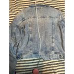 Free People Distressed Denim Jacket Light Wash Frayed Pockets Button Front Women Photo 5