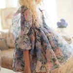 Selkie My So Called Life Floral Mini Silk Gauze Dress Long Sleeve Pink Size XL Photo 0