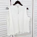 Elle  Scallop Hem Pique Knit Sleeveless Tank Top Shirt Ivory White‎ Large Photo 8
