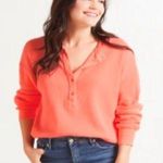Sundry  Thermal Henley in Coral, Sz 3 (Large) Photo 0