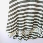 Umgee NWT Gray & White Striped Lace Trim Oversized Knit Tunic Top Photo 4