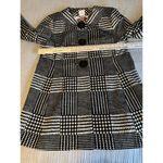 Sara Campbell Black and White Pattern Midi Coat Size L velvet texture Lined Size L Photo 3