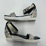 Franco Sarto Sandals Womens 9.5 Black White Tiana Snake Wedges Photo 0