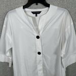 Ming Wang  Two Button Top Small White Black Half Sleeve Lightweight Cotton Blend Photo 3