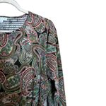 J Jill Top Womens Large Multicolor Paisley Boho Print Stretch Blouse Ladies Photo 2