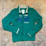 Aeropostale Zip Up Screen Print Sweatshirt with Raw Cuff Photo 1